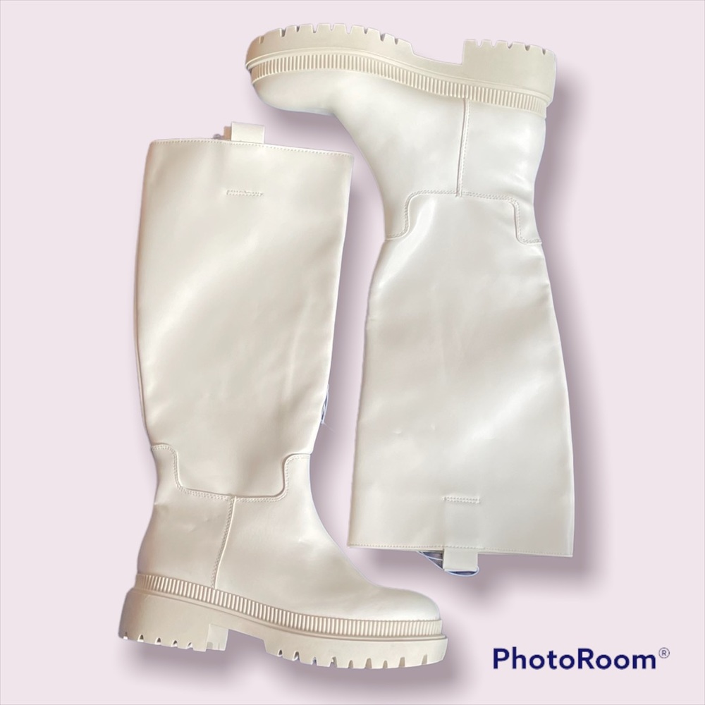 NWT H&M tall white chunky boots